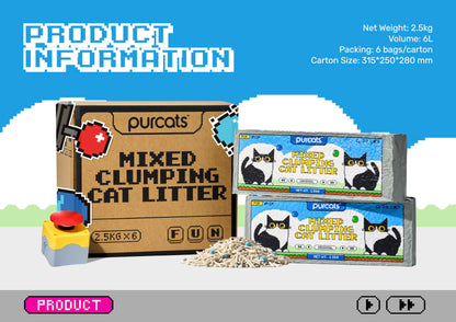 Purcats Fun Mix in KAAPAW Starter Pack – product information, weight 2.5kg, volume 6L, 6 bags per carton