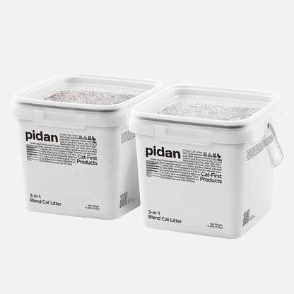 Two buckets of Pidan 3-in-1 Blend Cat Litter 10.4kg with tofu, bentonite and activated carbon