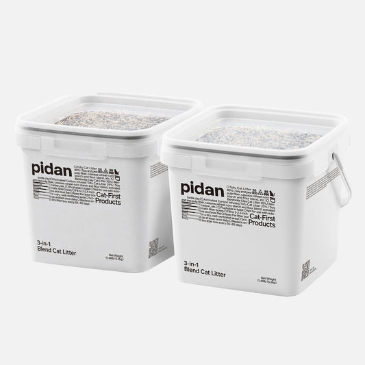 Two buckets of Pidan 3-in-1 Blend Cat Litter 10.4kg with tofu, bentonite and activated carbon