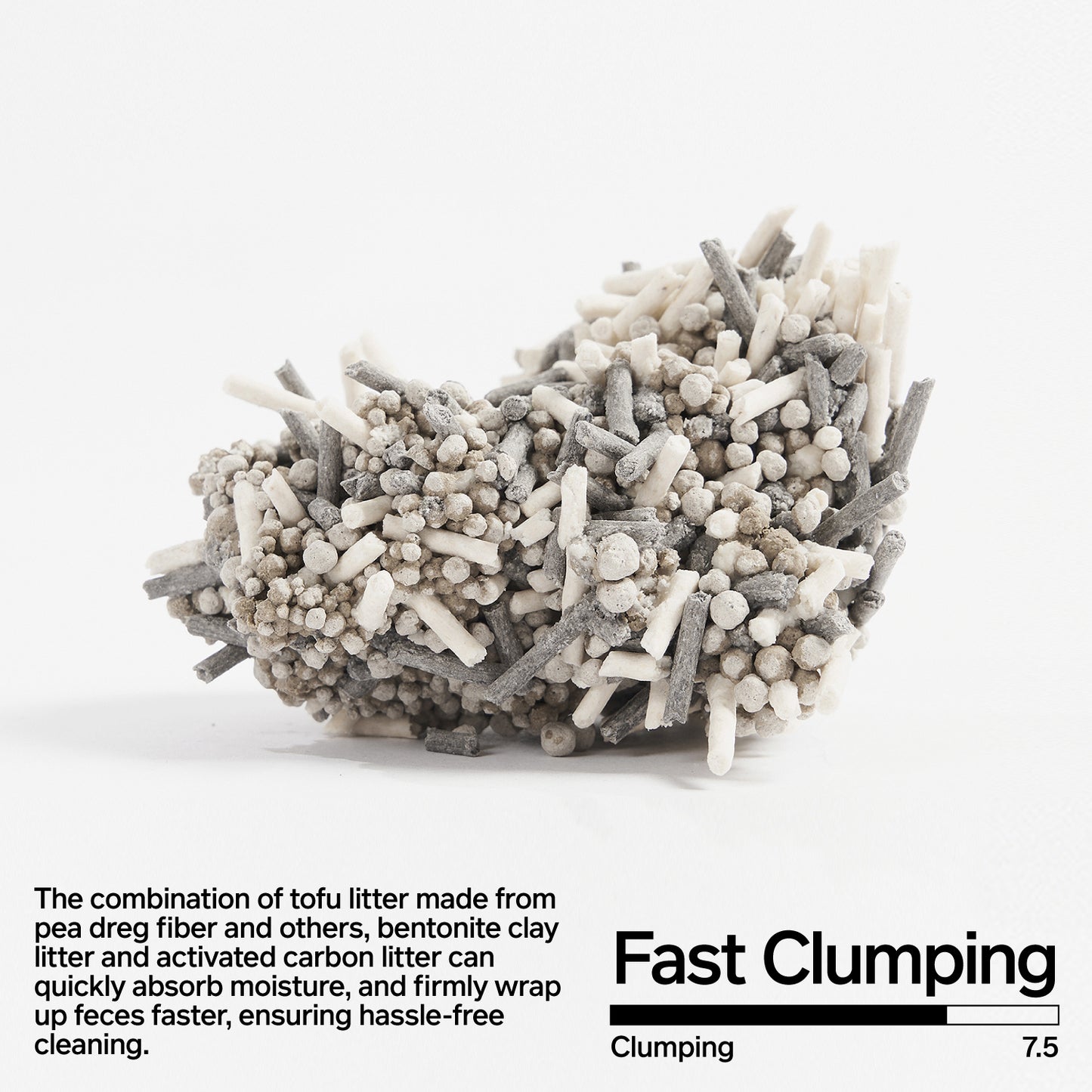 Pidan 3-in-1 cat litter fast clumping demonstration with tofu and bentonite blend