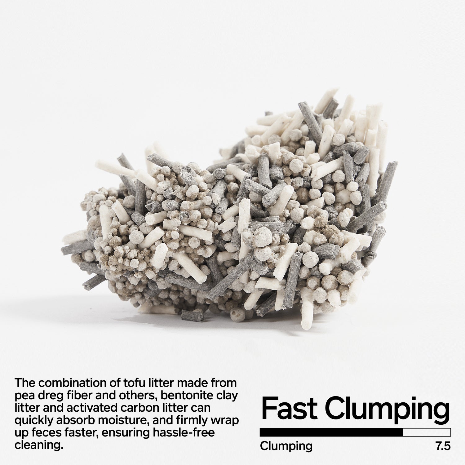 Pidan 3-in-1 cat litter fast clumping demonstration with tofu and bentonite blend