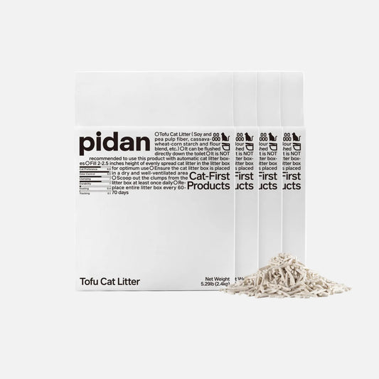 Four bags of Pidan Pure Tofu Cat Litter 9.6kg with tofu granules