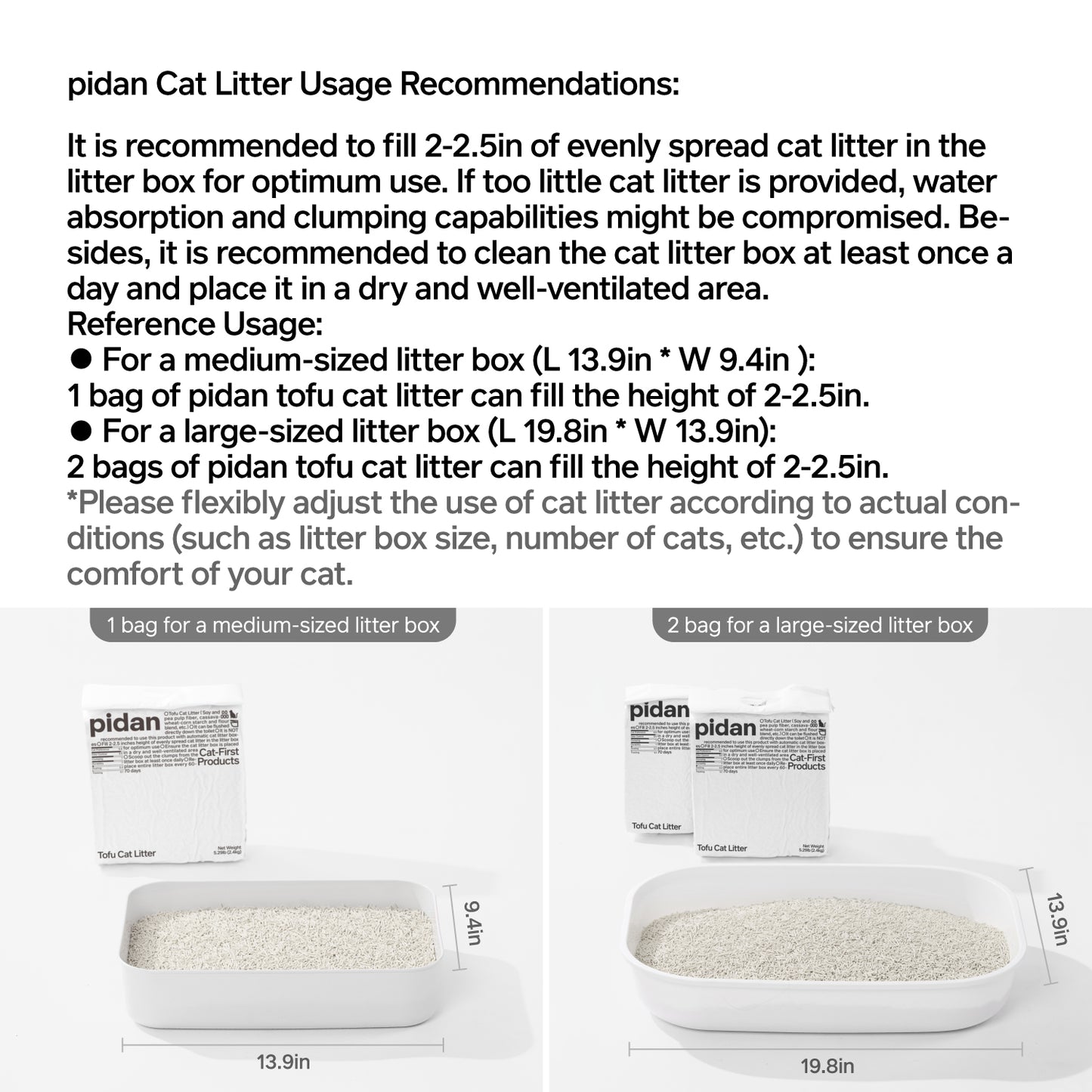 idan Tofu Cat Litter usage guide – filling recommendations for medium and large litter boxes