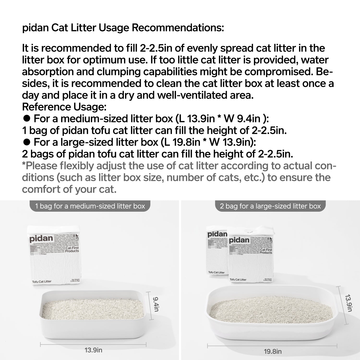 idan Tofu Cat Litter usage guide – filling recommendations for medium and large litter boxes
