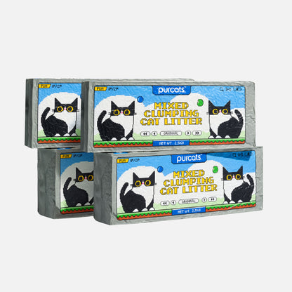 Four bags of Purcats Fun Mix Mixed Clumping Cat Litter 10kg