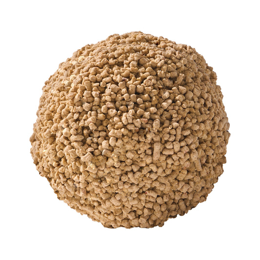 Close-up of Purcats Natural Miracle cat litter clump ball made from cassava and corn