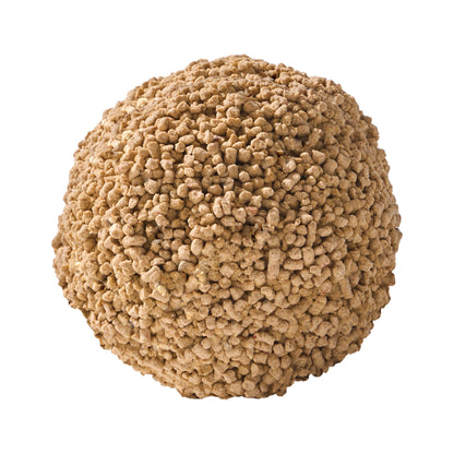 Close-up of Purcats Natural Miracle cat litter clump ball made from cassava and corn