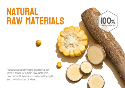 Purcats Natural Miracle cat litter natural raw materials – cassava, corn, 100% biodegradable